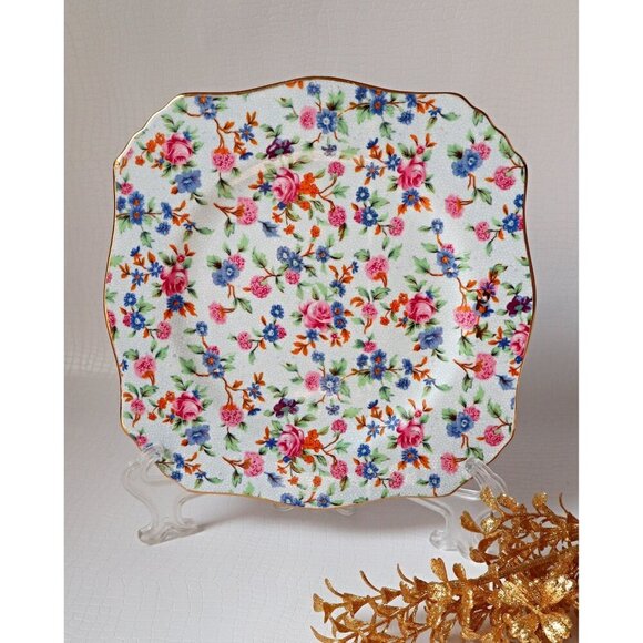 Vintage Chintz Wall Plate Tidbit Dish - Picture 1 of 5